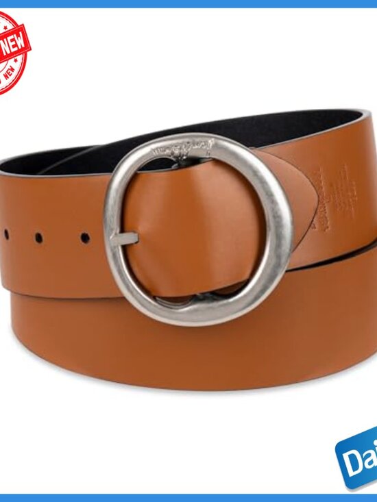 Reversible Leather Belt with Statement Buckle, Size Small main image 3